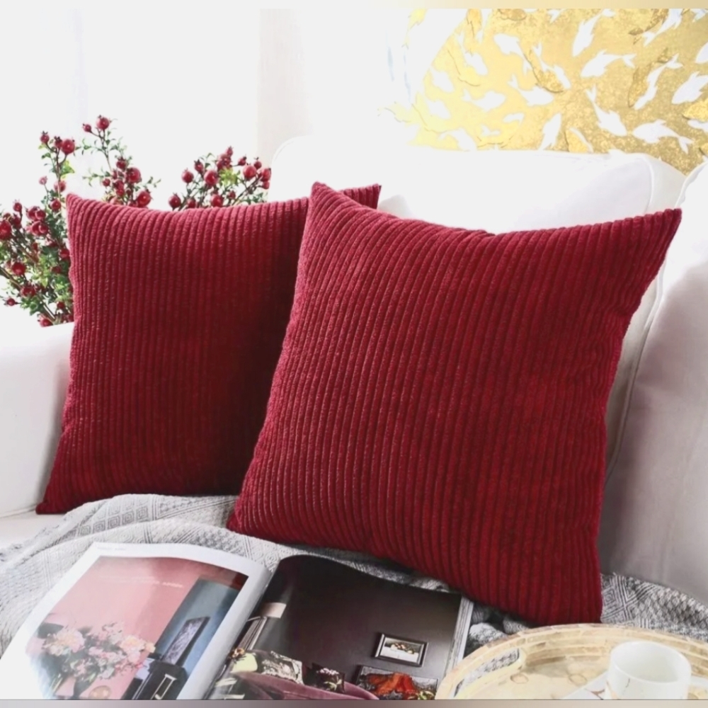 Set of 2 Burgundy Throw Pillow Covers 26x26 Inch